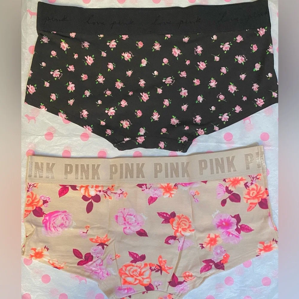 2 Pink Victoria ’s Secret cotton boyshort panties bundle pink Panties floral